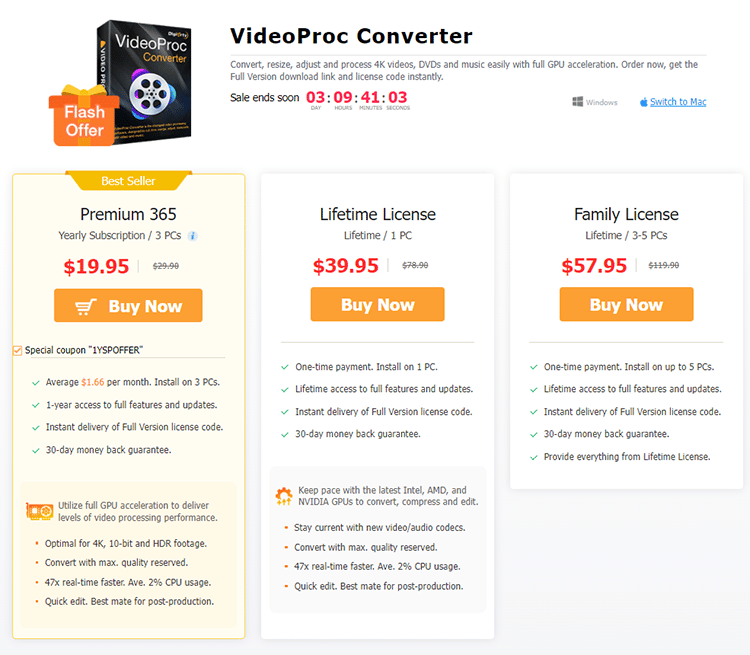 VideoProc Converter pricing